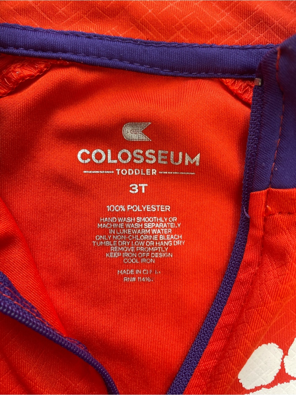Colosseum Clemson Kids 1/4 Zip Pullover - Picture 3 of 6